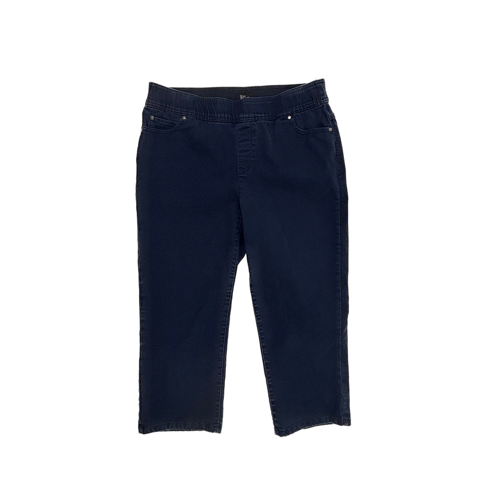 Kim Rogers Pull On Capri Womens 8 Dark Blue Denim Stretch Cropped Pants
